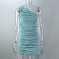 Vestido Curto Assimétrico com Franzido