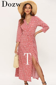 Vestido Longo Floral com Babados