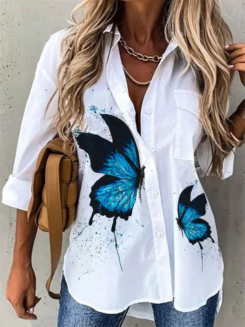 Camisa Feminina Estampada de Manga Longa