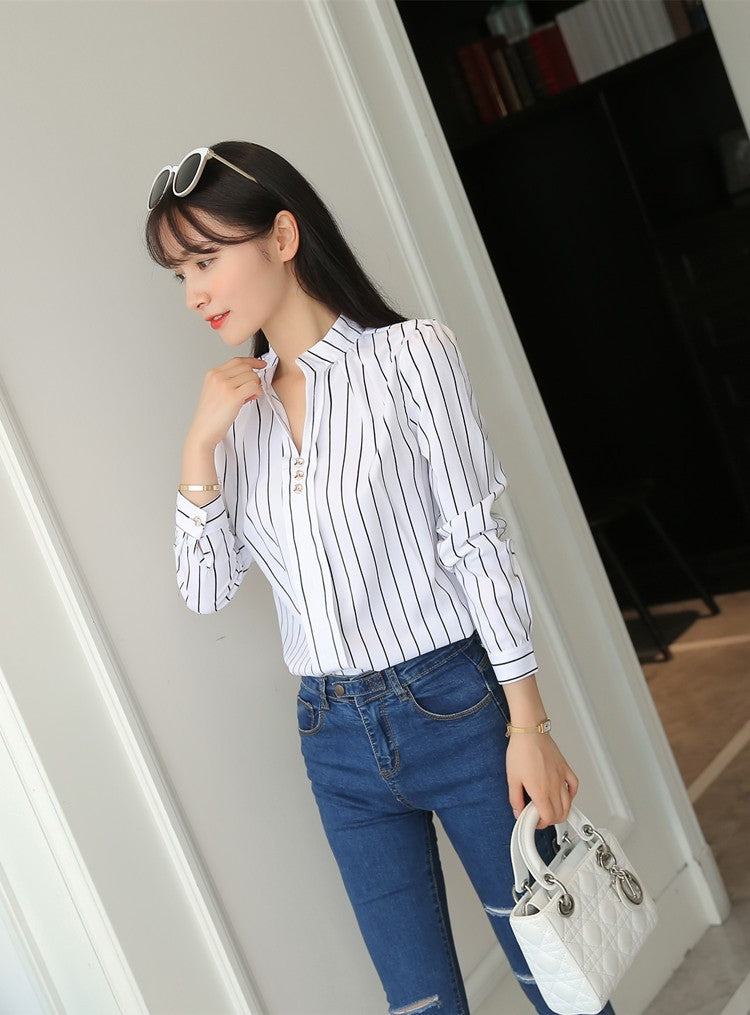Blusa Estampada de Manga Longa com Gola Alta