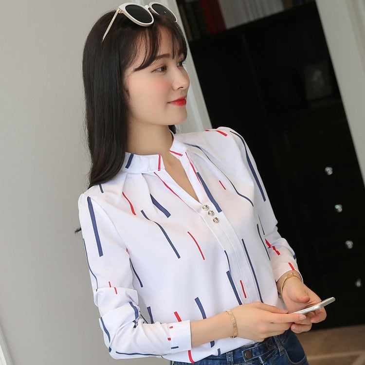Blusa Estampada de Manga Longa com Gola Alta
