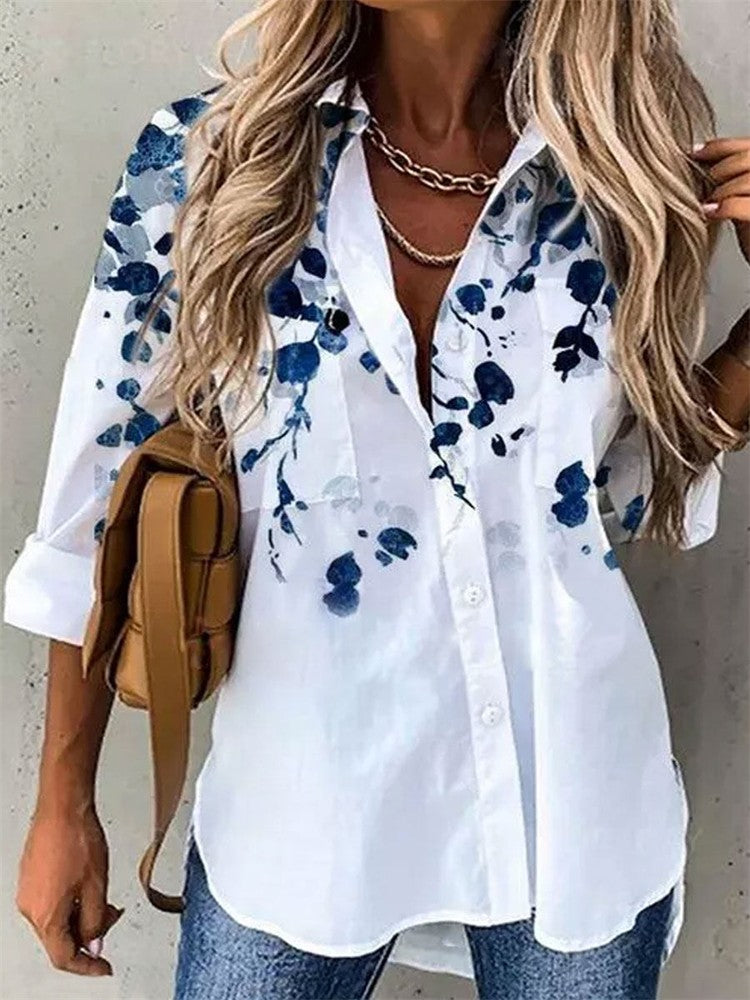 Camisa Feminina Estampada de Manga Longa