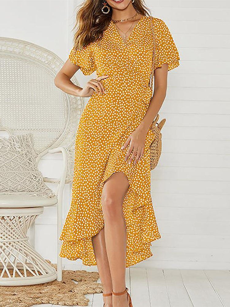Vestido Longo Floral com Babados