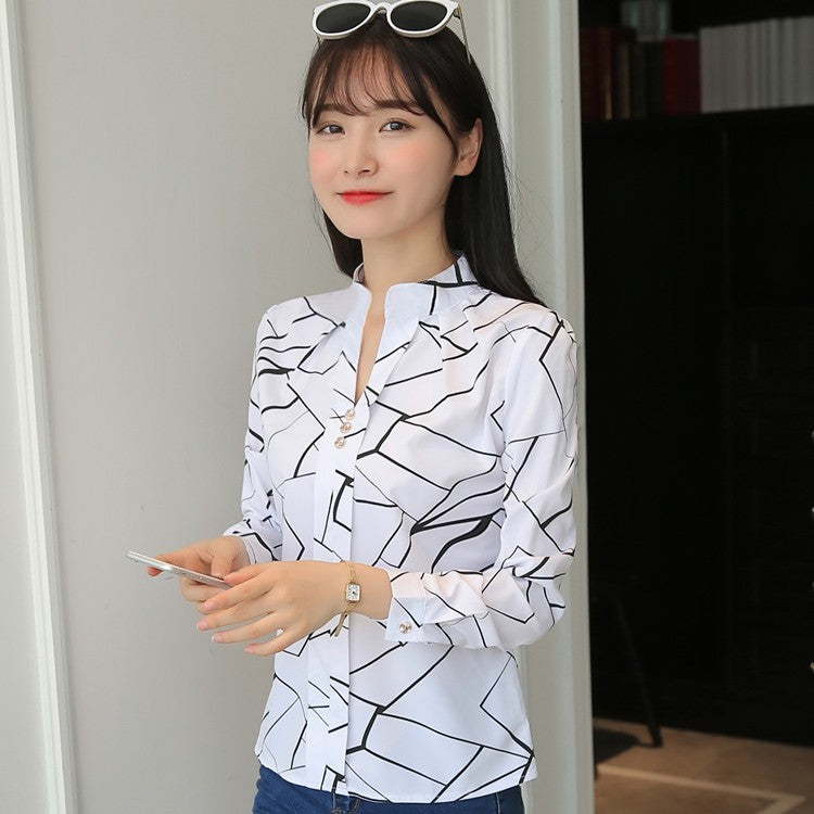 Blusa Estampada de Manga Longa com Gola Alta